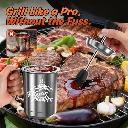 Dusor Gifts for Him Men Women BBQ Sauce Pot and Basting Brush Set, Father' s Day Gifts from Daughter Son Kitchen Gadgets, Grilling Gift for Men, Cooking Grilling Accessories Gift for Dad Husband - Thumbnail 3