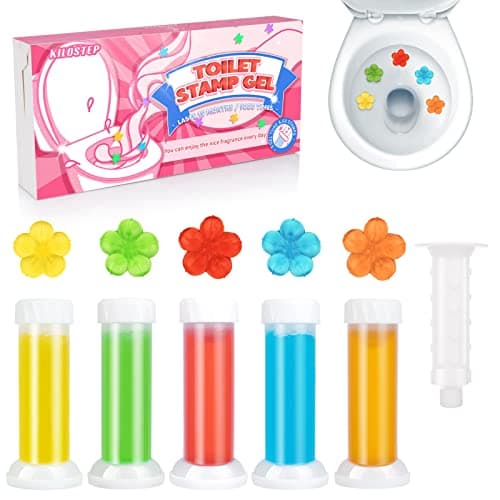 KILOSTEP Flower Toilet Gel Stamp, 60 Count Toilet Bowl Stamp Gel 5 Kinds Of Scent Toilet Bowl Cleaner - Image 1