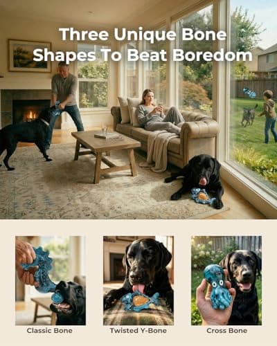 ChienBox Dog Toys for Aggressive Chewers: 3 Pack Tough Chew Toys for Medium Large Dogs, Bacon Flavored Indestructible Dog Toy, Heavy Duty Nylon Chew Bone Dog Toys to Keep Them Busy 20-90 lbs - Thumbnail 4