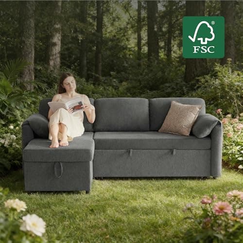 Tbfit 83'' Pull Out Sofa, 3 in 1 Sleeper Sofa Couch with USB & Storage Chaise, Comfy Sofa Bed with Pull Out Bed, Convertible Sleeper Sofas for Living Room, Small Spaces, Dark Gray - Thumbnail 6
