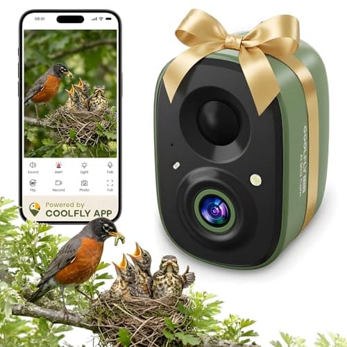 Smart Bird Camera Only, for Bird Feeder/Bath/House, 2.5K UHD Birdwatching Live, Free AI Bird Identification, Auto Capture Video, Instant Alerts, Wireless Outdoor Cam for Dad Grandpa Birdlovers