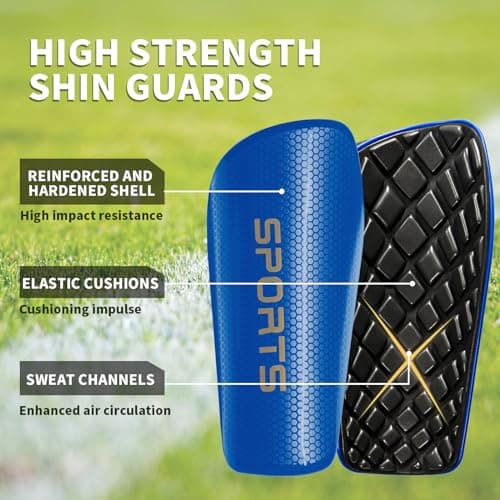 LPONJAR Soccer Shin Guards for Kids Youth Adults - Shin Pads and Sleeves with Optimized Insert Pocket for Boys Girls Men Women for Football Games - Protective Soccer Equipment - Thumbnail 3