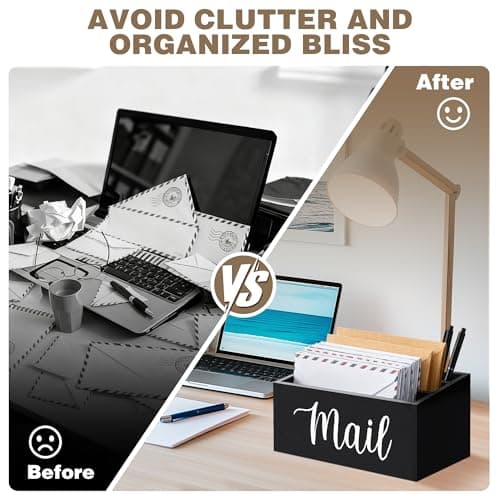 Mail Holder Countertop with 3-Slot, Mail Organizer for Desk with Removable Divider, Desktop Mail Basket Sorter Organizer, File Paper Letter Envelope Bill Holder for Office Home Entryway (Black) - Thumbnail 5