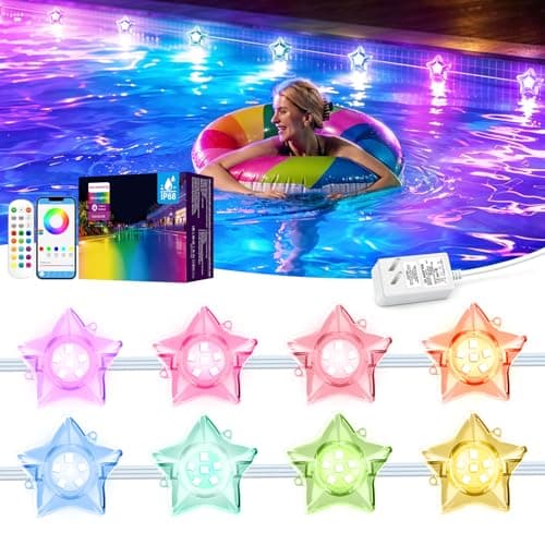 RGB+IC Pool Lights for Inground & Above Ground Pools, Submersible Underwater Pool Lights with App & Remote Control, 16M Colors, 100 Scene Modes, Timer, IP68 Waterproof, Night Swimming & Pool Parties - Image 1