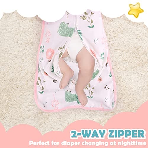 2 Pack Transition Swaddle with 2 Way Zipper, 2 in 1 Arms in/Out Transitional Arms Up Swaddle, 100% Cotton Newborn Swaddles Zipper Swaddles Baby Swaddling Sack Sleep Sack 0-3 Months, Flamingo & Bear - Thumbnail 3