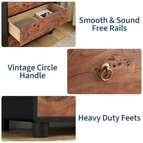 Garvee 5 Drawers Dresser for Bedroom, 46" Tall Wood Chest of Drawers with Metal Handles, Heavy-Duty TV Stand for Living Room, Closet Storage Organizer, Natural Oak - Thumbnail 5