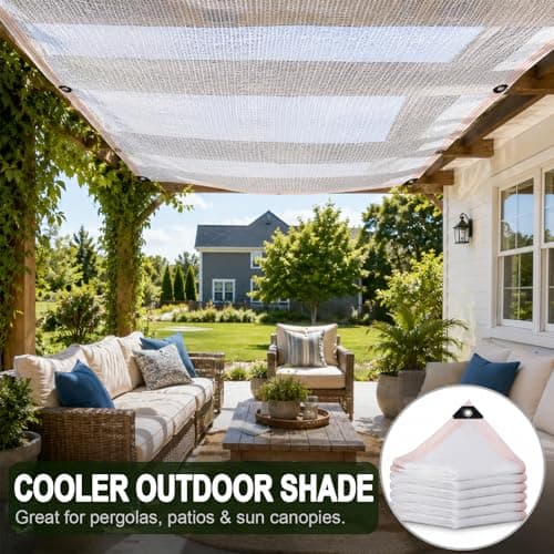 50% Shade Cloth for Garden, White Outdoor Sun Protection Mesh with Grommets, Breathable Patio Screen for Pergola, Chicken Run & Kennel Cover (6x12ft) - Thumbnail 3