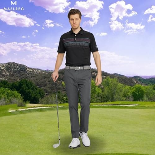 M MAELREG Dress Pants for Men Straight Fit Stretch Quick Dry Lightweight 5 Pockets Business Casual Golf Pants Men Dark Grey - Thumbnail 2