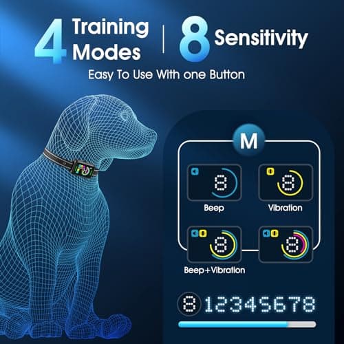 Dog Bark Collar for Large Medium Small Dogs - Smart AI 1S Stop Barking, Anti Barking Device & Dog Training Collar with Beep, Vibration & 8-Level Sensitivity, IP67 Waterproof, USB-C Fast Charge - Black - Thumbnail 4