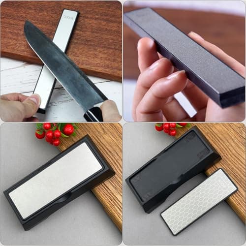 Diamond Sharpening Stone Set & Knife Sharpener Whetstone Kit, Double-Sided 400/1000 Grit Plate with Non-Slip Base & Angle Guide, Portable 3000 Grit Honing Tool for Kitchen Ceramic Knives - Thumbnail 6