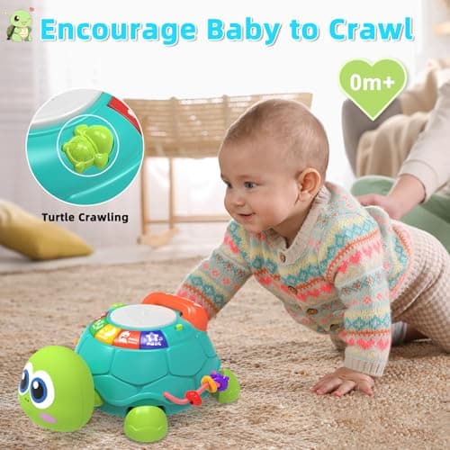 KaeoHye Musical Turtle Baby Toys 6-12 Months，Baby Crawling Toys for 12-18 Months,Early Learning Toy with Light&Sound，Tummy Time Toys Gifts for 3-6 4 5 7 8 9-12 18 Month Boy Girl（Green） - Thumbnail 5