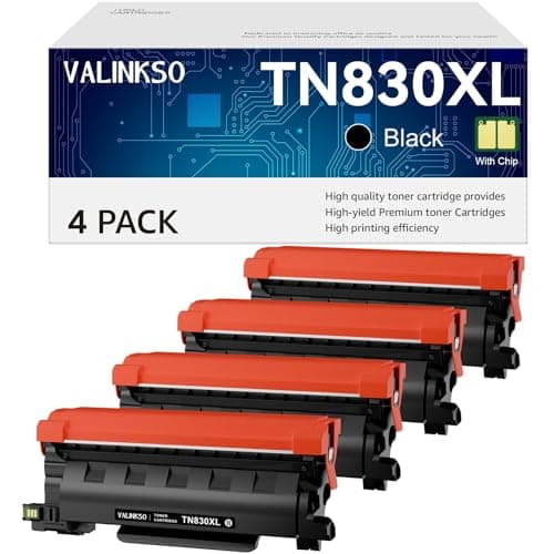 Valinkso TN830XL Toner for Brother Printer 4 Pack Compatible for Brother TN830 TN-830XL TN830XL/V/R for HL-L2460DW DCP-L2640DW MFC-L2820DW HL-L2405W MFC-L2807DW MFC-L2900DW Printers (Black) - Image 1