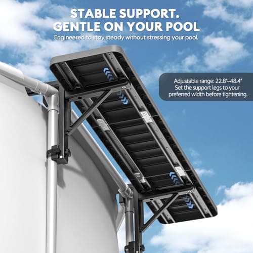 Hyperzoo Pool Bar for Above Ground Pools, Stable Poolside Drink & Snack Table Supports Up to 110 lbs, Rust-Free ABS Poolside Bar Fits ≤4.4” Rails for Framed Round & Oval Pools, Ideal for Pool Parties - Thumbnail 5