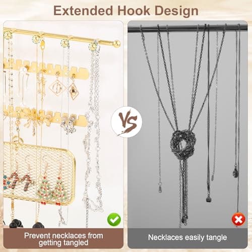 Dntorx 3 Tier Jewelry Stand Holder Organizer, Jewelry Holder Storage Display T Bar Beige Velvet Bracelet Holder Jewelry Tower for Necklace, Earrings, Bracelet, Rings, Watches - Thumbnail 6