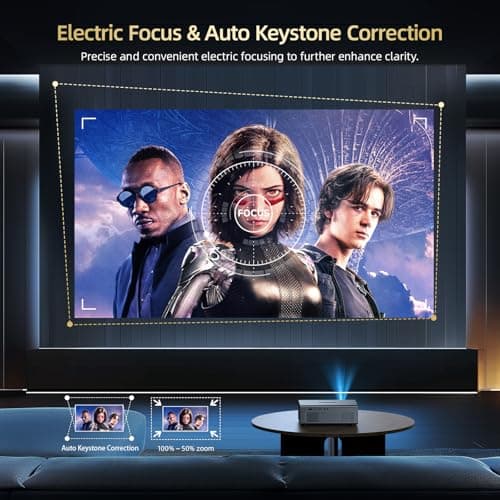 Compatible with Netflix Movie Projector with WiFi6 and Bluetooth5.3, Built-in App Store, Dolby Audio & Electric Focus & Auto Keystone, 4K Support High Brightness Outdoor Projectors, 1080 (Sliver Grey) - Thumbnail 4