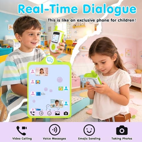 Video Walkie Talkies for Kids, Rechargeable Long Range Smart 2-Way Radio with HD Camera, Video/Voice Chat/Emojis/Games, Educational Outdoor Indoor Toys, Birthday Gifts for Boys Girls Age 4-12 (2 Pack) - Thumbnail 4