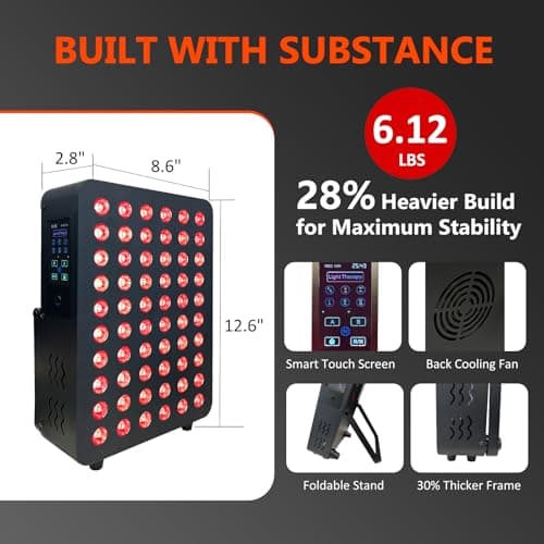 SUBRUN Red Light Therapy Panel, Dual Chip LED 660nm 850nm Near Infrared Light for Body & Face, High Power Red Light Therapy Device for Muscle Recovery, Joint Pain Relief, Skin Rejuvenation at Home - Thumbnail 2