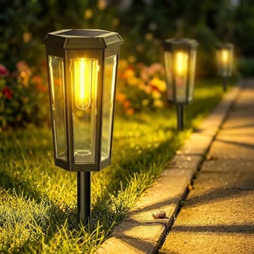 KINKAI Solar Pathway Lights Outdoor - 6 Pack Solar Garden Lights Driveway Light Landscape Lighting for Outside Walkway Patio Sidewalk Yard (Warm Light) - Thumbnail 3