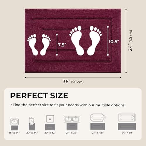 GRANNY SAYS Bathroom Rugs Non Slip, 24"x 36", Bath Rugs for Bathroom Washable, Bath Mats for Floor, Microfiber Bath Mat for Tub, Absorbent Bath Rugs for Shower Room, Strawberry Red - Thumbnail 2