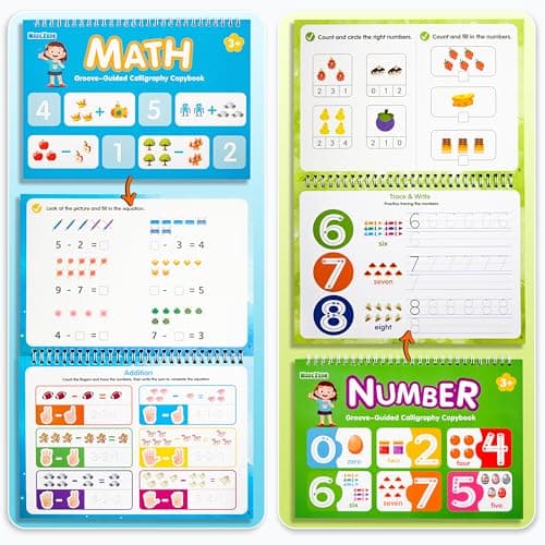 MarcZero Magic Grooved Writing Practice Books for Kids Ages 3-8, 10 Books Reusable Handwriting Tracing Books with Disappearing Ink Pen, Preschool Tracing Educational Learning Gifts - Thumbnail 4