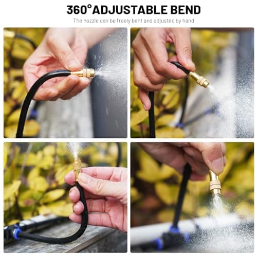 360° Adjustable Drip Irrigation System - 50FT Garden Watering System with 16 Nozzles, Garden Irrigation System, Greenhouse Accessories, Atomizing System for Yard, Lawn, Plants, 5/16 inch Tubing - Thumbnail 2