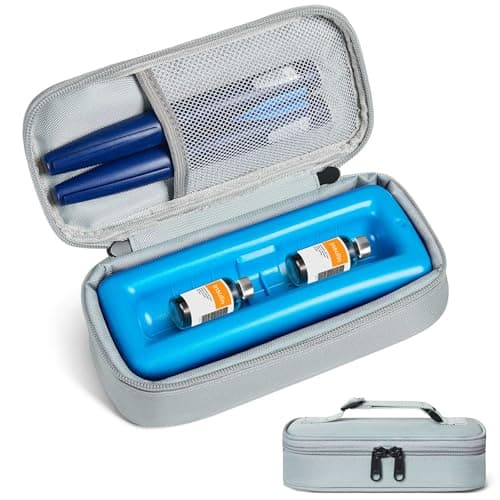 WOODAKE Insulin Vial Cooler Travel Case TSA Approved 300g Reusable Ice Brick Insulin Pen Case Holds 2 Pens and 2 Vials Long Lasting Medicine Cooler for Travel Camping and Outdoor Activities (Gray) - Image 1