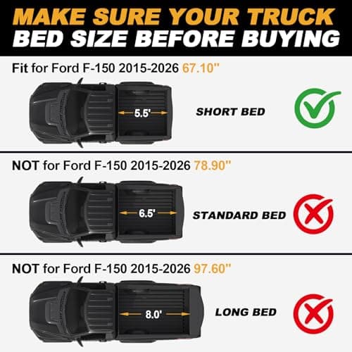 LUMWAY Truck Bed Mat for Ford F150 2015-2025 2026, All Weather Trunk Bed Liner for 2025 Ford F-150 Raptor Lightning Accessories, 5.5FT 67.1'' TPE Cargo Liner Truck Mat (Not Fit 6.5FT/8FT Bed) - Thumbnail 2