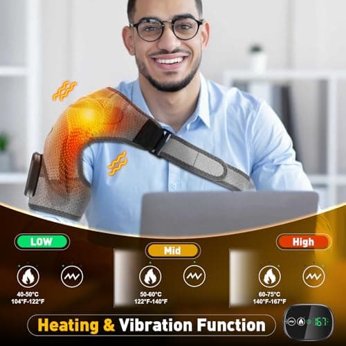 Shoulder Heating Pad, FSA Eligible Items List, Shoulder Massager for Pain Relief Deep Tissue, Heated Shoulder Brace Wrap for Men Women, Rotator Cuff Heating Pad for Pain Relief - Thumbnail 2