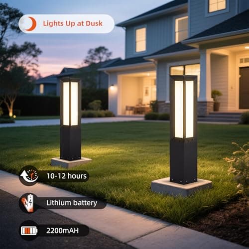 VZVI 31.5" Solar Pathway Light, 3000K LED Bollard Lights Outdoor, IP65 Waterproof Path Lights, Patio Solar Lanterns, Modern Solar Floor Lamp, Landscape Lighting for Commercial Driveway Walkway Lawn - Thumbnail 6