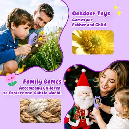 Microscope for Kids - Electronic Handheld Magnifying Glass for Children-STEM Outdoor Science Kit for Summer Travel & Camping Toy,Birthday Gifts Toys for 5-8 9-12 Year Old Girls（Purple） - Thumbnail 4