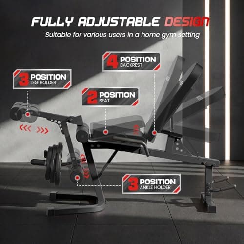 ANCHEER Leg Extension and Curl Machine, 880LBS Adjustable Leg Curl Machine, Seated Leg Extension and Lying Curl Machine for Home Gym, Leg Workout Equipment Compatible with 1" and 2" Plates - Thumbnail 4