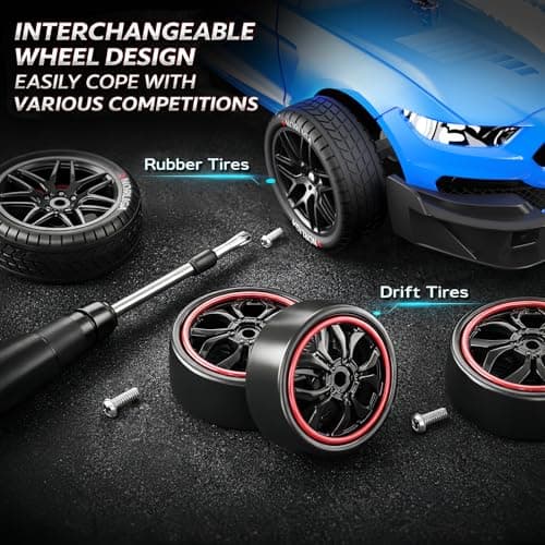 LFOLUSU Remote Control Car RC Drift Car 1:16 Scale 4WD RC Vehicle with LED Lights 2.4GHz 30km/h RTR High Speed Racing Sport Toy for Adults Boys Girls Kids Gift 2Pcs Rechargeable Battery - Thumbnail 5