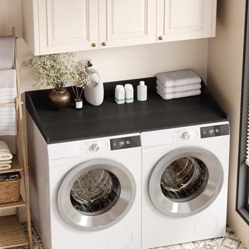 Tarnorci Washer and Dryer Countertop, 54'' Laundry Room Countertop Organization Laundry Table for Folding Clothes and Storage, Black - Thumbnail 4