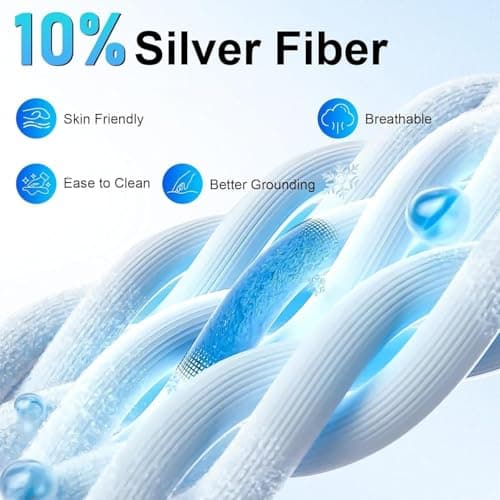 Grounding Sheets, 90% Organic Cotton+10% Pure Silver Fiber, Grounding Well Bed Sheets for Improved Sleep & Wellness, 15" Deep Pocket Grounded Sheets Fitted Earthing Sheets(Gray, King) - Thumbnail 4