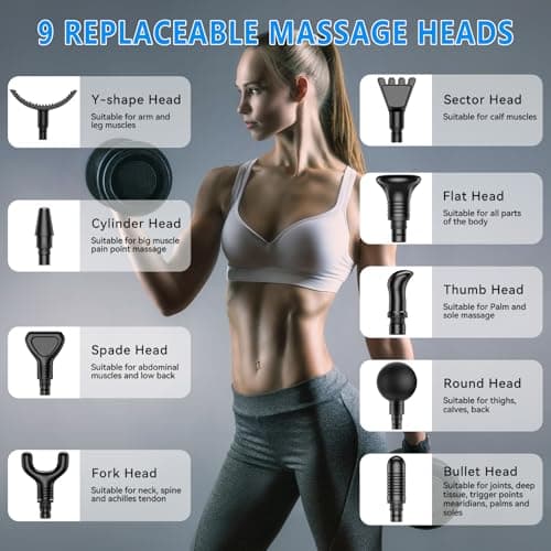 APHERMA Massage Gun, Muscle Massage Gun for Athletes Handheld Electric Deep Tissue Back Massager, Percussion Massage Device for Pain Relief with 30 Speed Levels 9 Heads Black - Thumbnail 5