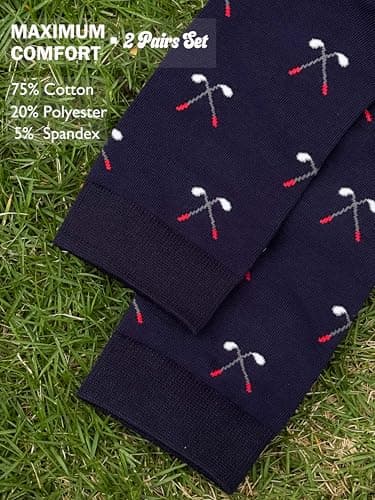 Frepstudio Funny Golf Socks for Men - 2 Pairs Pack Crew Socks - Golfing Gift for Dad Grandpa Husband, Humor Christmas Birthday Father's Day Gag Gifts, Size 9-12 - Thumbnail 4