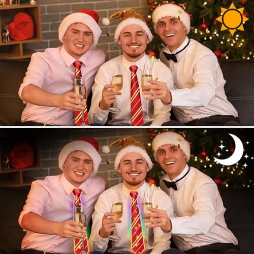 YAOOBEY Cosplay Tie for Easter Valentine’s Party, LED Light Up Necktie Costume Accessory For Men Unisex Adult, Magic School Costumes Birthday Gift, Glow in the Dark Red Tie Striped - Thumbnail 3
