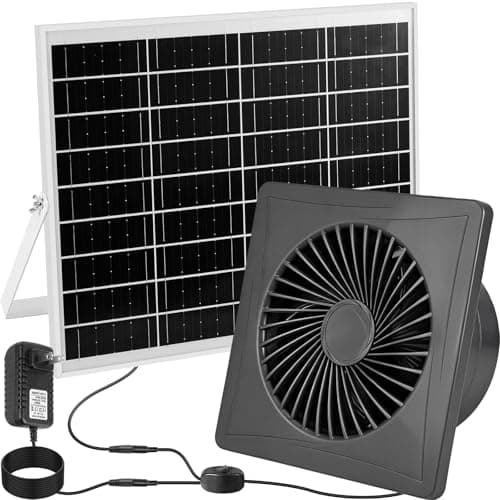 Solar Exhaust Fan 2-in-1 with DC Adapter,Large Solar Panel 3000 RPM High Speed Ventilation Fan,Waterproof with Auto Shutter for Continuous Airflow for Shed,Chicken Coop,Greenhouse,Dog House - Image 1