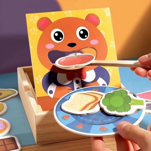 YECHISY Wooden Feeding Toy for Toddlers: Montessori Pretend Play Food Set for Kids Kitchen with 30 Various Foods, Bowl & Spoon, Preschool Learning Toys, Fine Motor Skills Gift for Kids Boys & Girls - Image 1