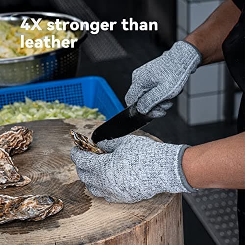 ANDANDA Cut Resistant Gloves, Food Grade Safety Kitchen Cuts Work Gloves for Oyster Shucking, Fish Fillet Processing, Meat Cutting and Wood Carving, Grey L 12 Pairs - Thumbnail 3