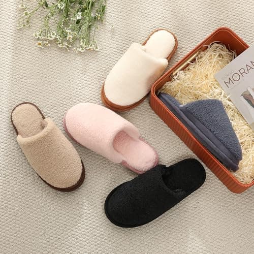 Parlovable Women's Memory Foam House Slippers - Polar Fleece Lining Non-Slip Indoor Shoes Camel 5-6 - Thumbnail 3