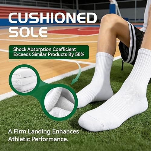 Ycets Men's Crew Socks, Thick Cushion Moisture Wicking Warm Cotton Running Hiking Athletic Stretch Breathable Long Socks for Men,6 Pairs - Thumbnail 2