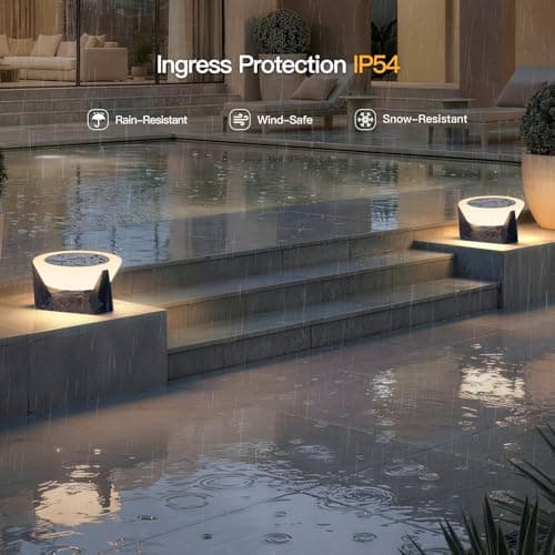 MVBT 11.8" Solar Post Lights, Solar Pillar Lights Outdoor Waterproof, Dusk to Dawn Column Lights Outside, Outdoor Lanterns Solar Column Lamp, Round Modern Post Light for Patio Deck Yard Pool Posts - Thumbnail 6