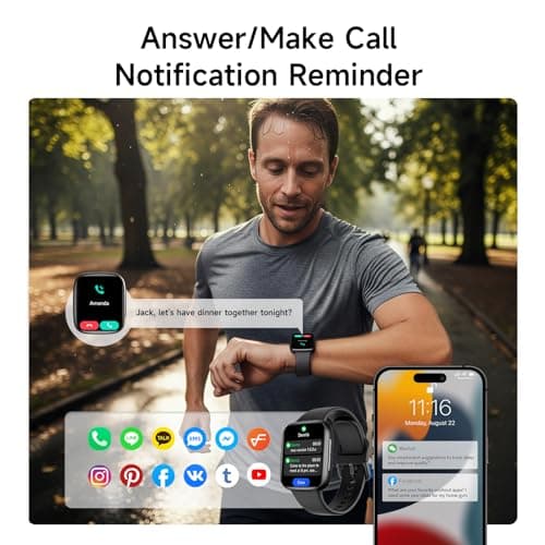 Smart Watch for Men Women, 1.85" AMOLED Ultra-Clear Screen Smartwatch Compatible iPhone/Samsung/Android, 100+ Sport Modes Fitness Tracker with Heart Rate/SpO2/Sleep Monitor 3ATM Waterproof, 2 Bands - Thumbnail 3