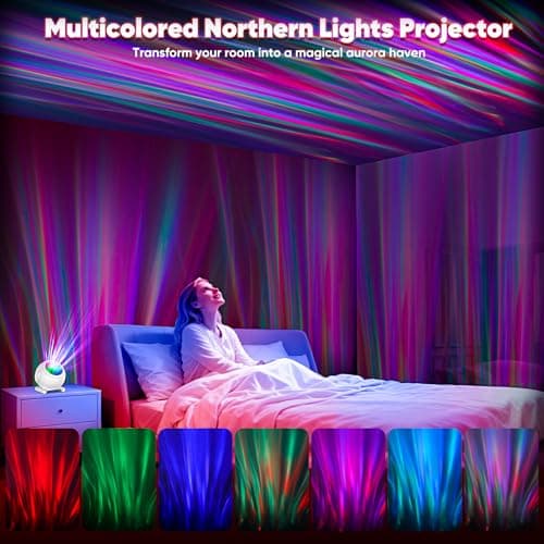 Pedica Northern Lights Projector, Aurora Projector Birthday Gifts for Women Gifts for Teenage Girls Boy, Galaxy Projector for Bedroom (White with 7 Lights) - Thumbnail 2