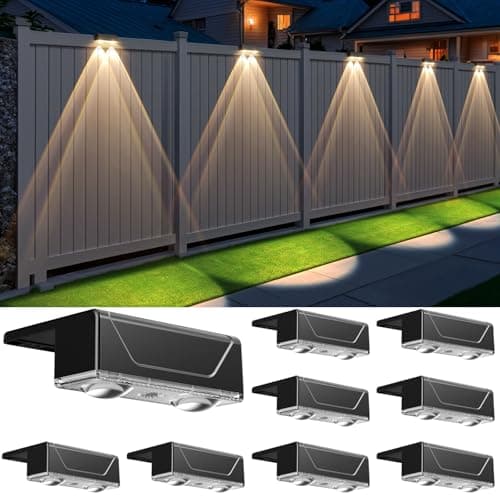 Srtyuo Solar Fence Lights Outdoor - 3 Color Modes(3000K/4000K/6000K), IP55 Waterproof Solar Lights, Fence Light Solar Powered for Outside, Backyard, Railing, Steps, Patio and Wall Lighting（8Pack）