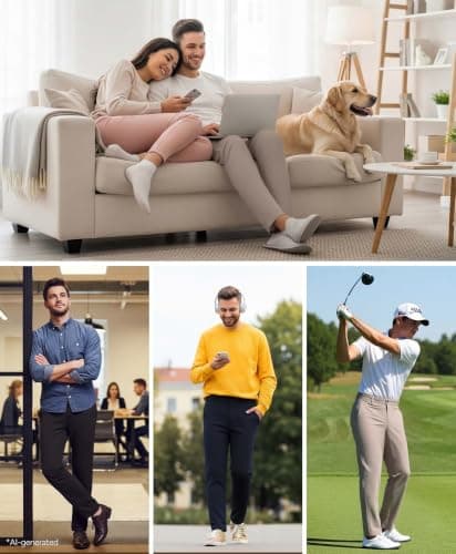 BRXL Men's Stretch Comfy Golf Pants Quick Dry Lightweight Work Casual BrxlMen Pants for Men with Pockets Belt Loops Smoky Gray - Thumbnail 2