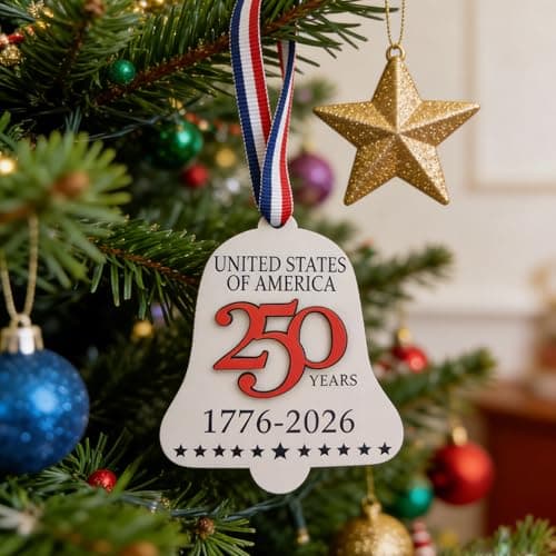 US 250th Anniversary Ornament 1776-2026, Liberty Bell Patriotic Hanging Decoration, America Semiquincentennial Keepsake, 4th of July Christmas Tree Decor Gift (Style 1) - Image 1