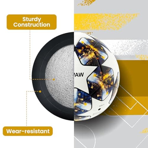 ZWAW Soccer Ball Size 5 – Waterproof PU Leather, Includes Pump, Needles, and Mesh Storage Net for Easy Carrying - Thumbnail 3