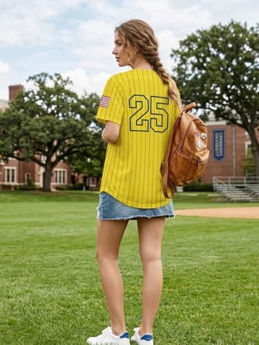 Baseball Shirts for Women Baseball Season Shirt Game Day Player Tshirt Sport Team Button up Short Sleeve Tops - Thumbnail 6